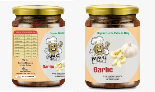 PAPA G PICKLE | Garlic Pickle in Pure & Unrefined Cold Pressed Mustard Oil | Organic Homemade Garlic Pickle Lahsun Ka Achaar | Sun-dried, Chemical-Free, No Preservatives | 500g glass Pack
