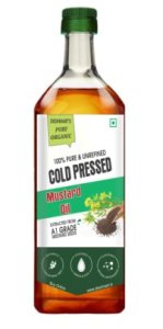 DESHMART MUSTARD OIL 1L 100% PURE and UNREFINED COLD PRESSED MUSTARD OIL | SARSO KA TAIL | Chemical-Free, No Preservatives | 1L glass Pack